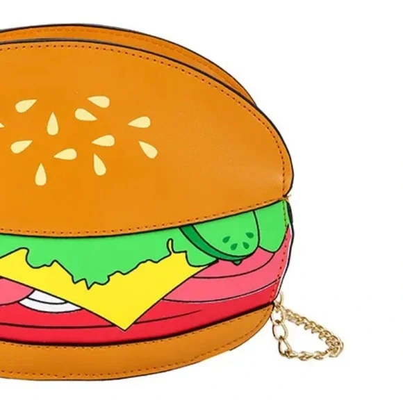 Cheeseburger Crossbody Funny Food Long Chain Purse - Picture 5 of 8